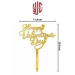 Acrylic Happy Valentine's Day With Hearts Cake Topper Golden - Image 2