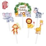Animals Theme Paper Cake Topper 6 Pieces Set - Image 2