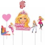 Barbie Theme Paper Cake Topper 6 Pieces Set - Image 2