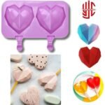 Silicon Pinata Diamond Heart Shape Popsicle Mold 2 Cavities